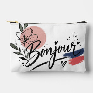 Schattige Bonjour Bloemtypografie Etui