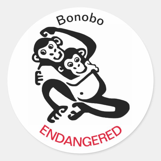 Schattige - BONOBO - Bedreigde chimpansee - Wildli Ronde Sticker (Voorkant)