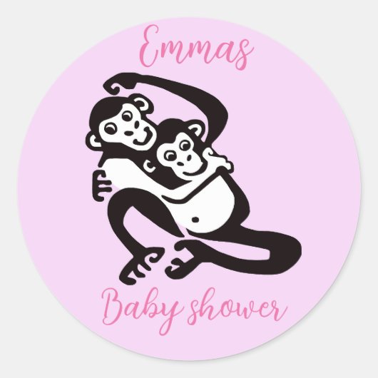 Schattige BONOBO - Dier - Baby shower - Personalis Ronde Sticker (Voorkant)