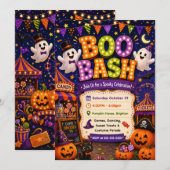 Schattige Boo Bash Griezelfeest Kaart (Voorkant / Achterkant)