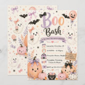 Schattige Boo Bash Halloween-feest Kaart (Voorkant / Achterkant)