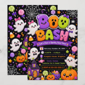 Schattige Boo Bash Halloween-feest Kaart (Voorkant / Achterkant)