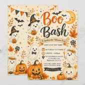 Schattige Boo Bash Spooktacular Feest Kaart (Voorkant / Achterkant)