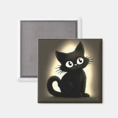 Schattige Boo Black Cat Halloween Magneet (Voorkant / Achterkant)