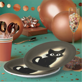 Schattige Boo Black Cat Halloween Papieren Bordje