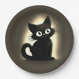 Schattige Boo Black Cat Halloween Papieren Bordje