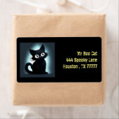 Schattige Boo Black Cat Halloween Retouradres Etiket (Insitu)