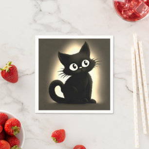 Schattige Boo Black Cat Halloween Servet