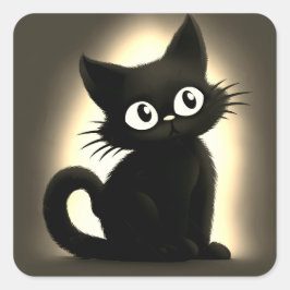 Schattige Boo Black Cat Halloween Vierkante Sticker