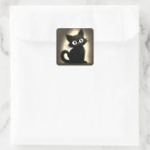 Schattige Boo Black Cat Halloween Vierkante Sticker (Tas)