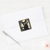 Schattige Boo Black Cat Halloween Vierkante Sticker (Envelop)