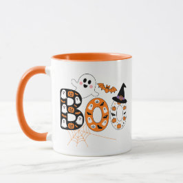 Schattige BOO Lettering Geest en Pompoen Halloween Mok
