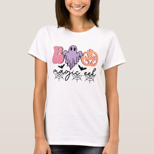 Schattige Boo Magic Halloween Ghost T-Shirt (Voorkant)