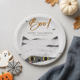Schattige Boo Mummie Kat Halloween Papieren Bordje