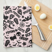 Schattige Boo Spooky Psycho Pink Fun Halloween Theedoek (Quarter Fold)