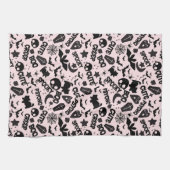 Schattige Boo Spooky Psycho Pink Fun Halloween Theedoek (Horizontaal)