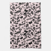 Schattige Boo Spooky Psycho Pink Fun Halloween Theedoek (Verticaal)