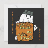 Schattige Boo - Trick or treat Halloween Party Kaart (Achterkant)