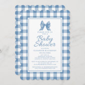 Schattige boog pastel blauw & wit gingham check pa kaart (Voorkant / Achterkant)