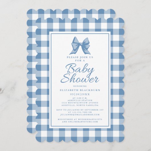 Schattige boog pastel blauw & wit gingham check pa kaart (Voorkant / Achterkant)