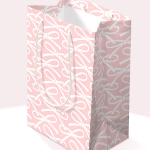 Schattige boog roze wit patroon medium geschenktas cadeauzakje