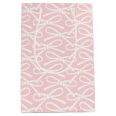 Schattige boog roze wit patroon medium geschenktas cadeauzakje (Voorkant)