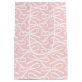 Schattige boog roze wit patroon medium geschenktas cadeauzakje (Achterkant)