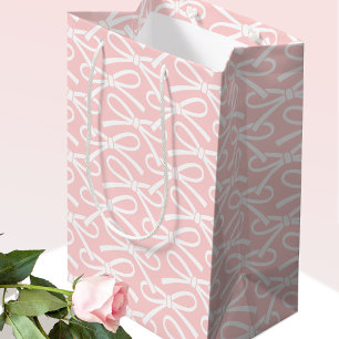 Schattige boog roze wit patroon medium geschenktas medium cadeauzakje