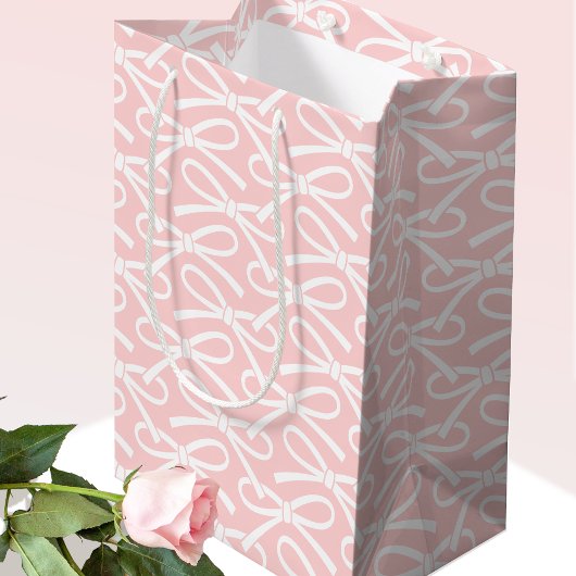 Schattige boog roze wit patroon medium geschenktas medium cadeauzakje