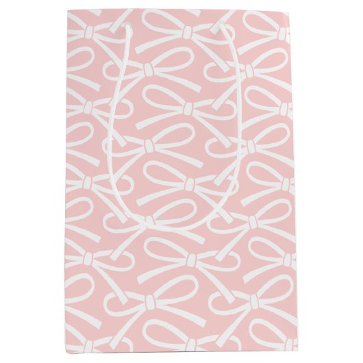 Schattige boog roze wit patroon medium geschenktas medium cadeauzakje (Voorkant)