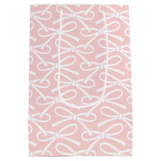 Schattige boog roze wit patroon medium geschenktas medium cadeauzakje (Achterkant)