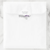 schattige boom paarse lovebirds bruiloft gunst sti ronde sticker (Tas)