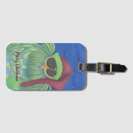 Schattige boomgaard met Santa Hat Bagagelabel (Voorkant (horizontaal))