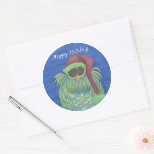 Schattige boomgaard met Santa Hat Ronde Sticker