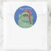 Schattige boomgaard met Santa Hat Ronde Sticker (Tas)