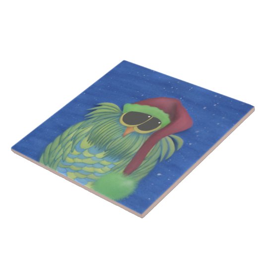 Schattige boomgaard met Santa Hat Tegeltje (Zijkant)