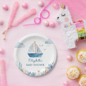 Schattige Boot nautisch Baby shower Papieren Bordje (Feest)
