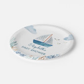 Schattige Boot nautisch Baby shower Papieren Bordje (Gekanteld)