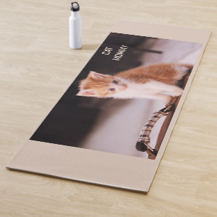 Schattige Bord Taupe "Kat Mama" Sinaasappel Tabby  Yogamat