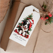 Schattige Border Collie Christmas Puppy gepersonal Cadeaulabel