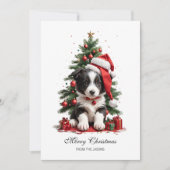 Schattige Border Collie Christmas Puppy gepersonal Feestdagenkaart (Voorkant)