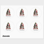 Schattige Border Collie Christmas Puppy gepersonal Ronde Sticker (Vel)