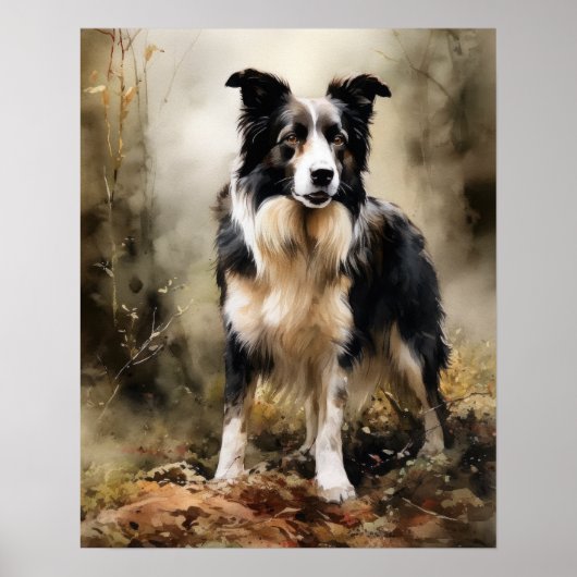 Schattige Border Collie Dog Art Print Poster (Voorkant)