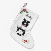 Schattige Border Collie Dog Monogram Kleine Kerstsok (Voorkant (Hangend))