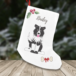 Schattige Border Collie Dog Monogram Kleine Kerstsok