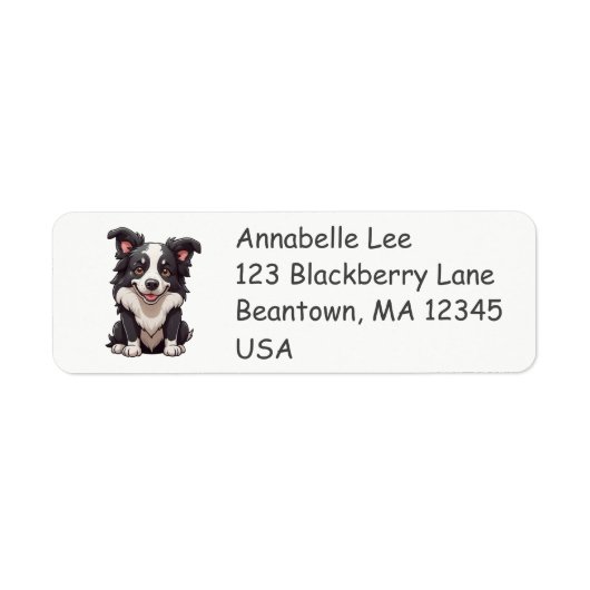 Schattige Border Collie Etiket (Voorkant)