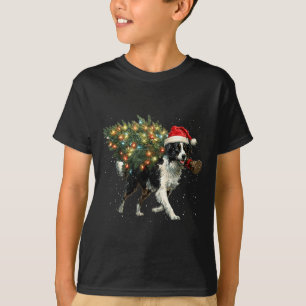 Schattige Border Collie Hond In Een Kerstboom Voor T-shirt