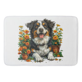 Schattige Border Collie in Flowers Badmat