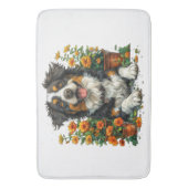 Schattige Border Collie in Flowers Badmat (Voorkant Verticaal)