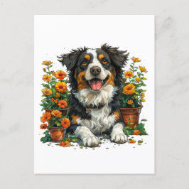 Schattige Border Collie in Flowers Briefkaart